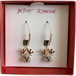 Betsey Johnson Crystal Reindeer Earrings